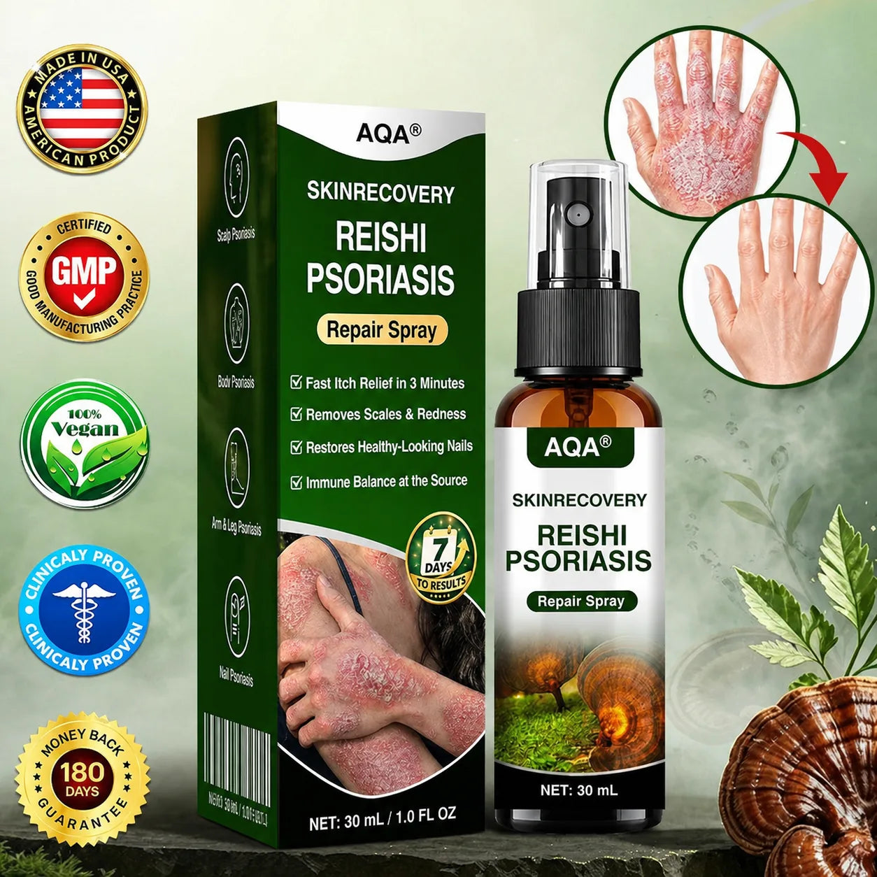 AQA SkinRecovery botanical skin comfort spray and carton