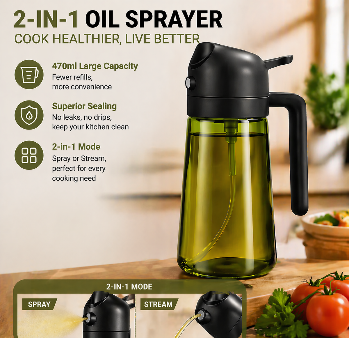 Dudya®🥗2-in-1 Precision Oil Sprayer