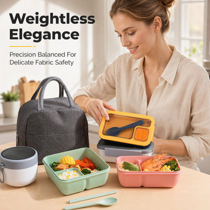 🍱 Portioned Microwave‑Safe Lunch Box with Cutlery Storage, 850ML Compartment Bento Box, Leak‑Proof Food Container for Office, School & Outdoor Meal Prep