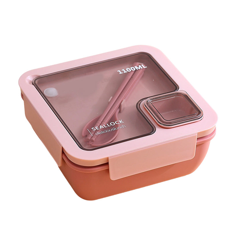 🍱 Portioned Microwave‑Safe Lunch Box with Cutlery Storage, 850ML Compartment Bento Box, Leak‑Proof Food Container for Office, School & Outdoor Meal Prep