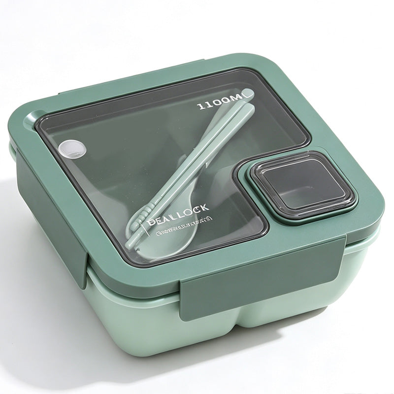 🍱 Portioned Microwave‑Safe Lunch Box with Cutlery Storage, 850ML Compartment Bento Box, Leak‑Proof Food Container for Office, School & Outdoor Meal Prep