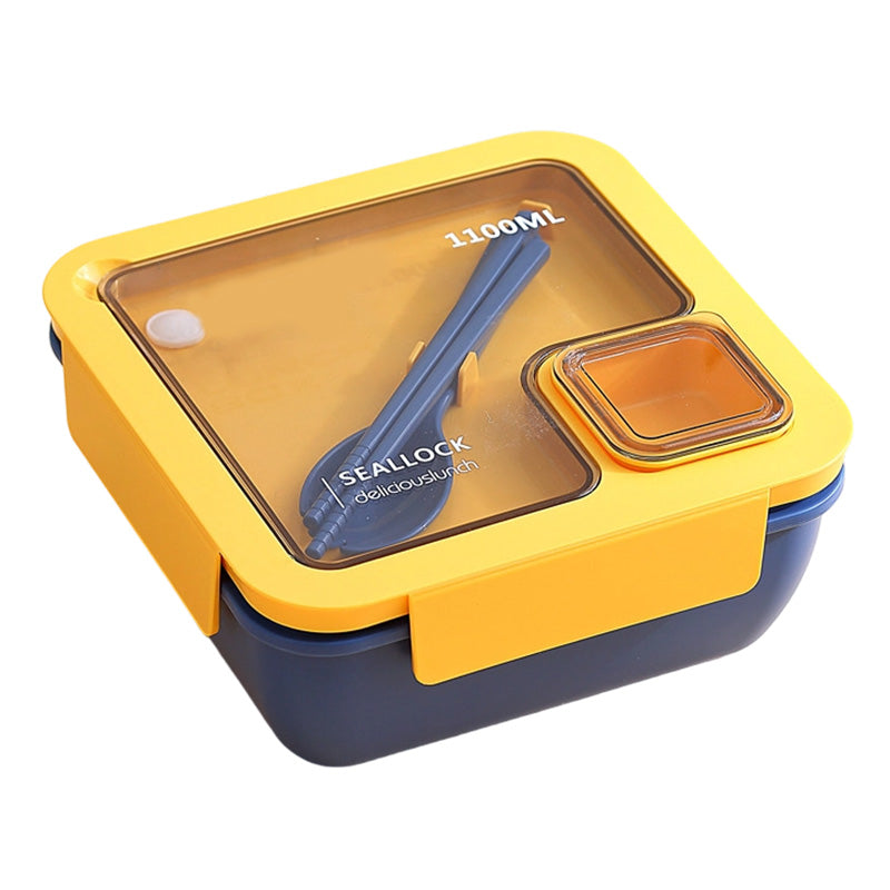 🍱 Portioned Microwave‑Safe Lunch Box with Cutlery Storage, 850ML Compartment Bento Box, Leak‑Proof Food Container for Office, School & Outdoor Meal Prep