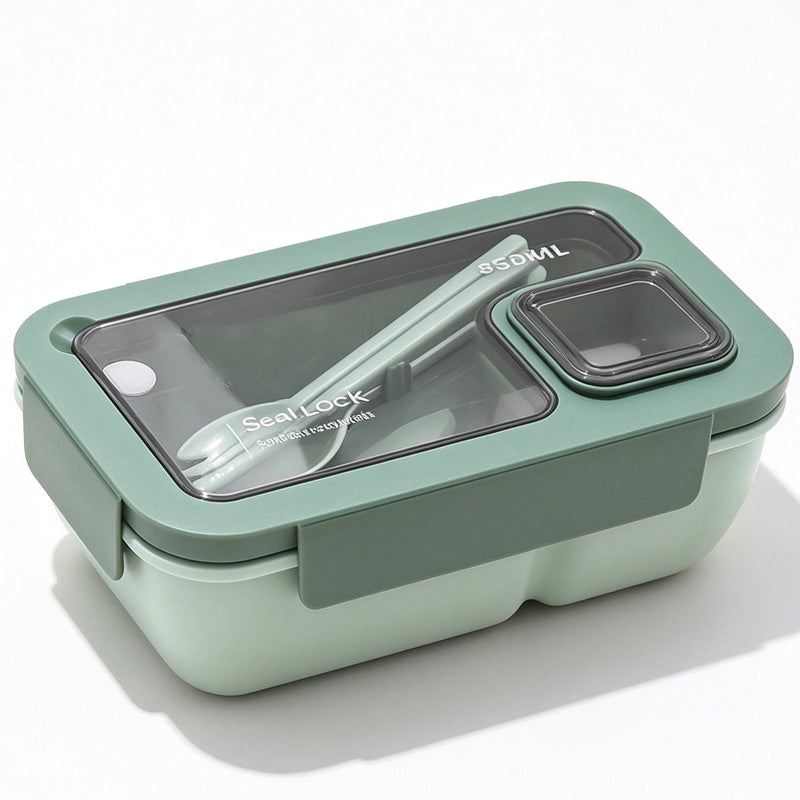 🍱 Portioned Microwave‑Safe Lunch Box with Cutlery Storage, 850ML Compartment Bento Box, Leak‑Proof Food Container for Office, School & Outdoor Meal Prep