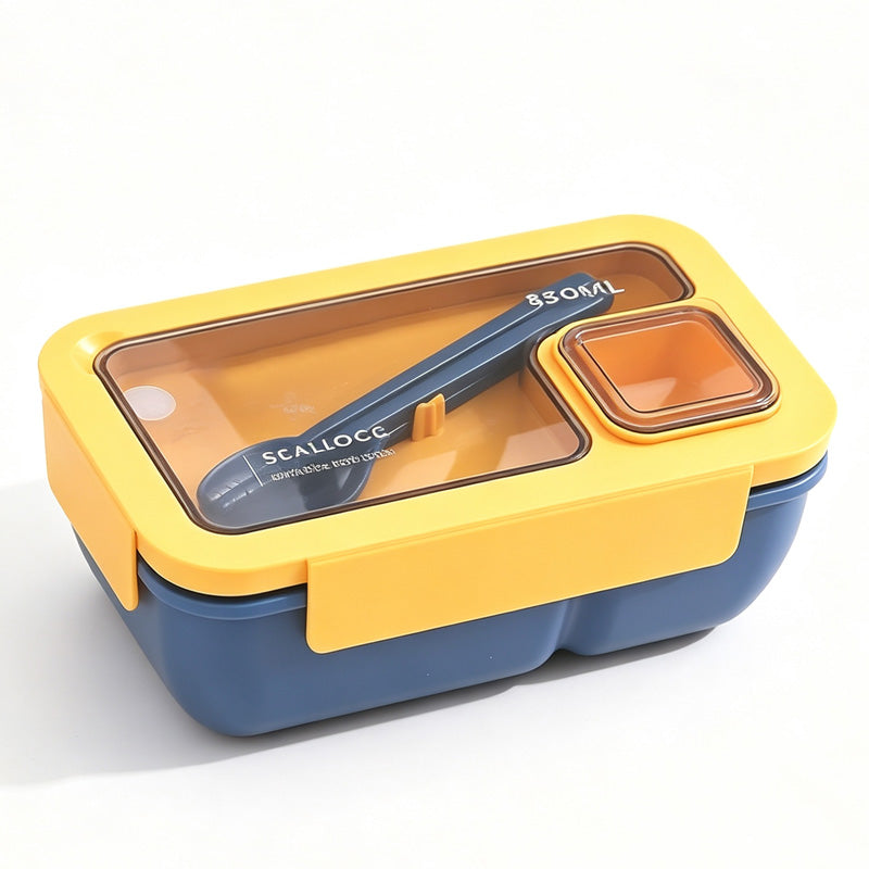 🍱 Portioned Microwave‑Safe Lunch Box with Cutlery Storage, 850ML Compartment Bento Box, Leak‑Proof Food Container for Office, School & Outdoor Meal Prep