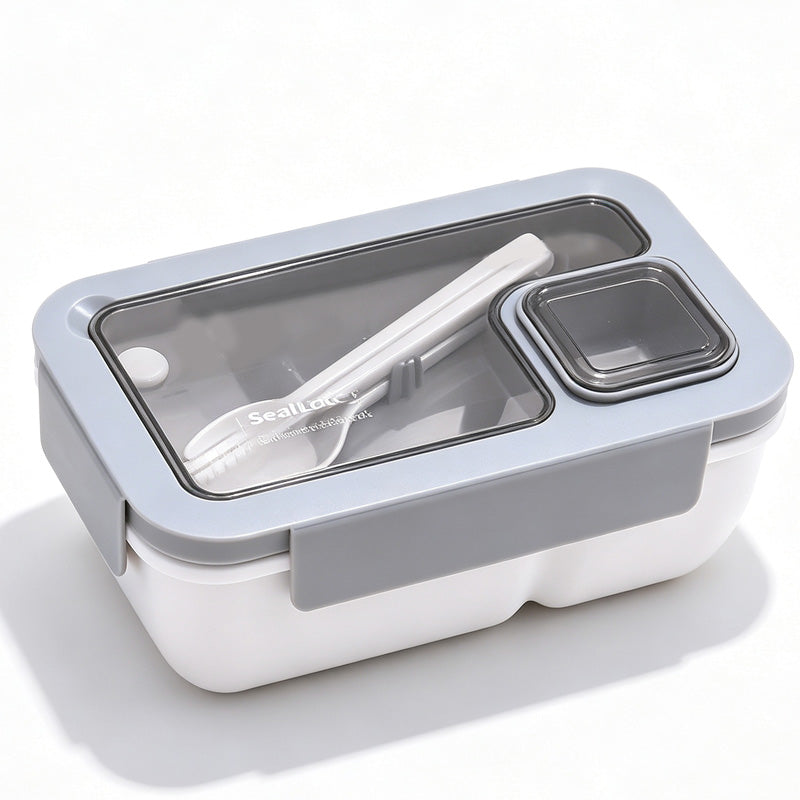 🍱 Portioned Microwave‑Safe Lunch Box with Cutlery Storage, 850ML Compartment Bento Box, Leak‑Proof Food Container for Office, School & Outdoor Meal Prep