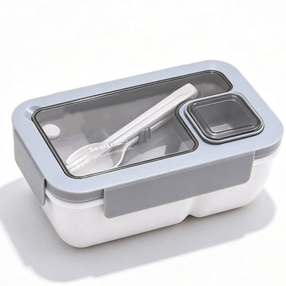 🍱 Portioned Microwave‑Safe Lunch Box with Cutlery Storage, 850ML Compartment Bento Box, Leak‑Proof Food Container for Office, School & Outdoor Meal Prep