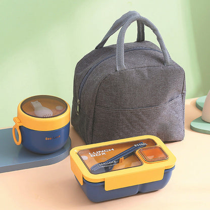 🍱 Portioned Microwave‑Safe Lunch Box with Cutlery Storage, 850ML Compartment Bento Box, Leak‑Proof Food Container for Office, School & Outdoor Meal Prep