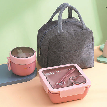 🍱 Portioned Microwave‑Safe Lunch Box with Cutlery Storage, 850ML Compartment Bento Box, Leak‑Proof Food Container for Office, School & Outdoor Meal Prep